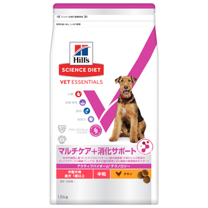 マルチケア＋消化サポート 中型犬用 成犬 1歳以上 チキン 総合栄養食 （ヒルズ サイエンス・ダイエット ベット・エッセンシャル ）