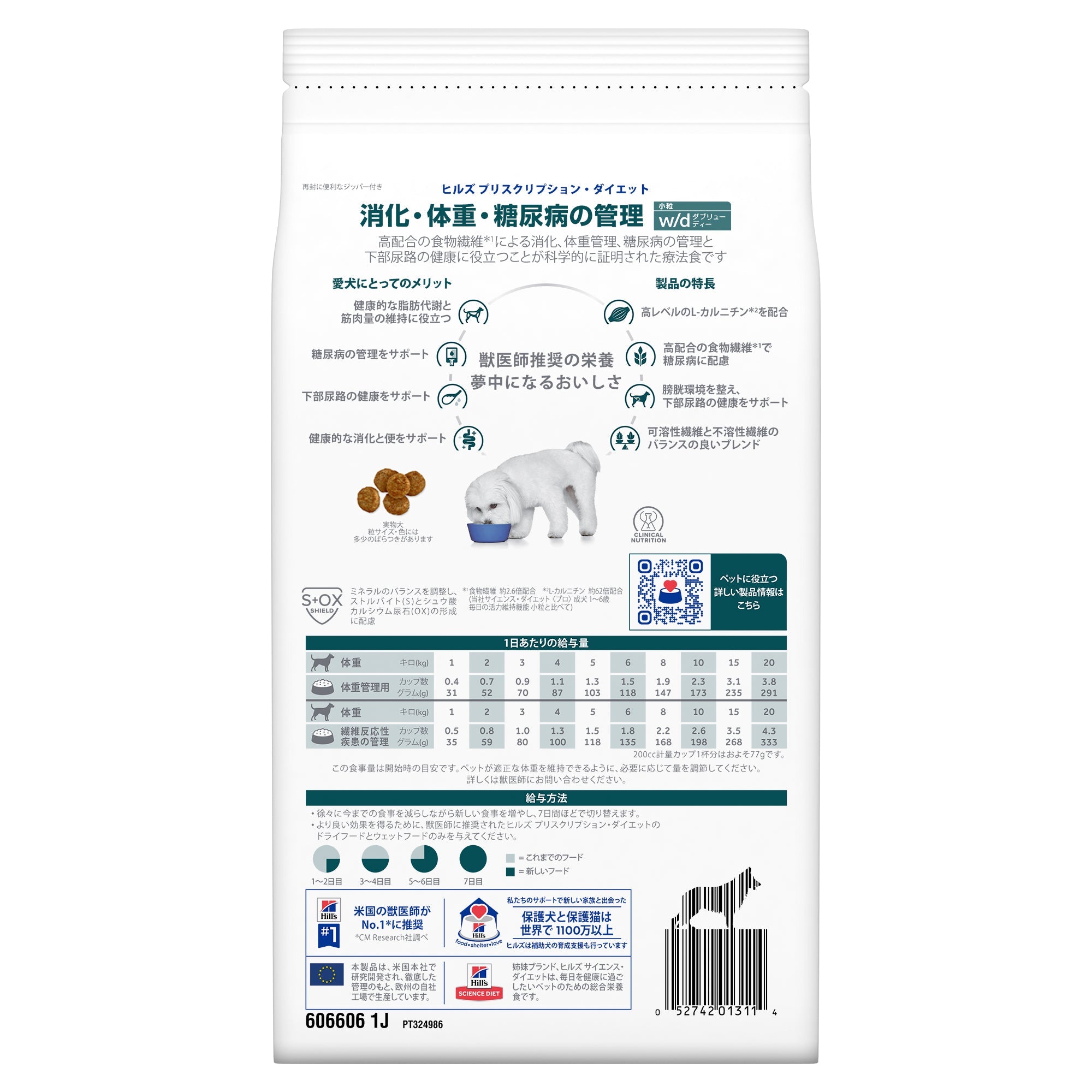 w/d ダブリューディー 小粒 犬用〈消化/体重/糖尿病管理〉 チキン 特別療法食（ヒルズ プリスクリプション・ダイエット ）